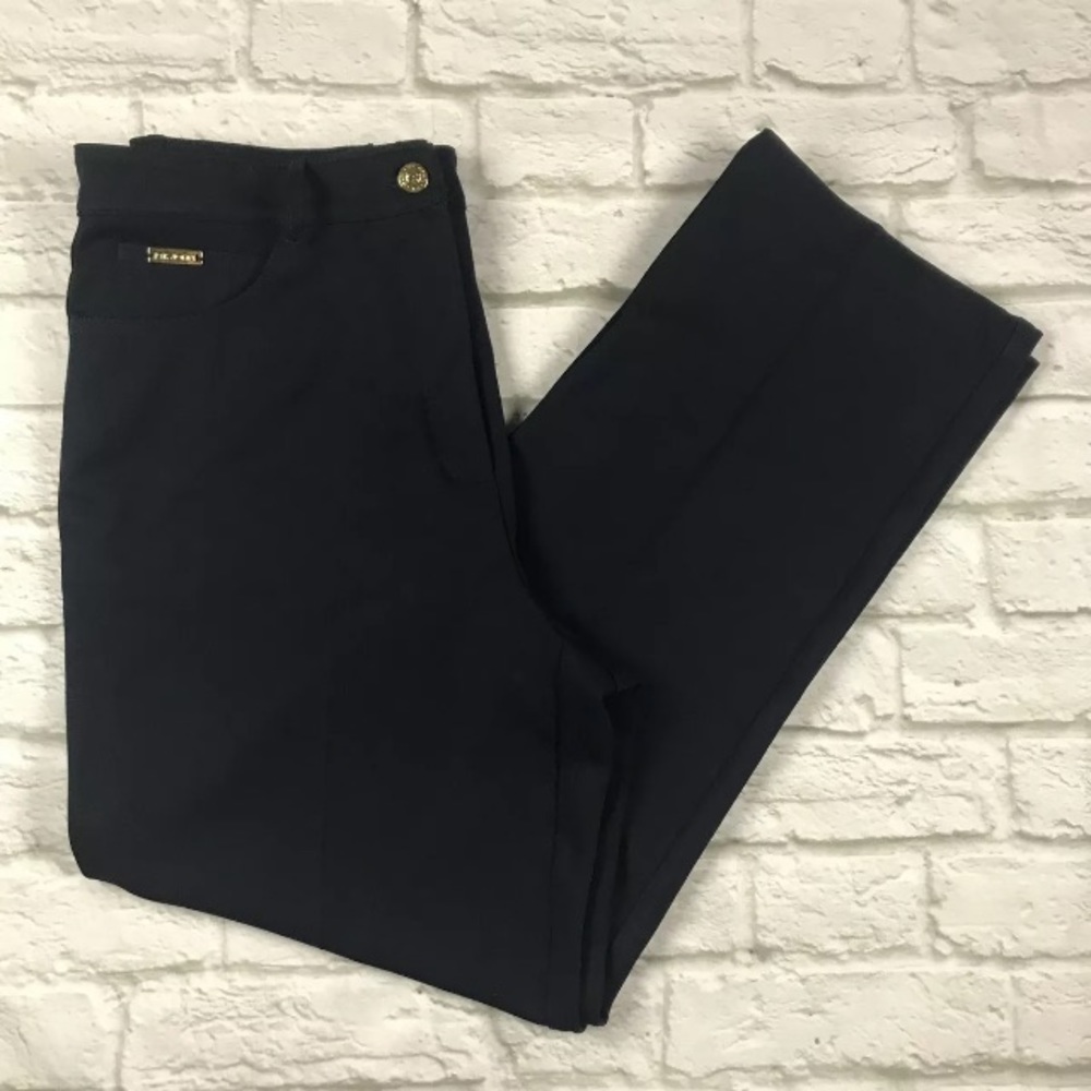 St. John Sport solid navy blue stretch trouser dress pants